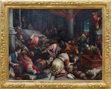“Jésus chassant les marchands du Temple”, atelier de Leand…