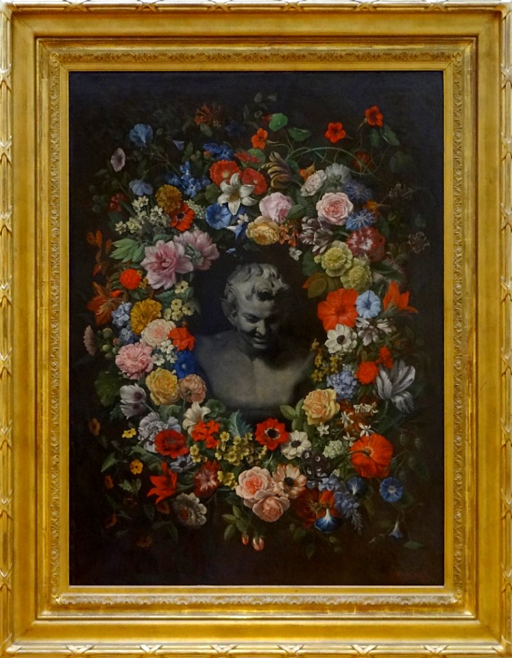 "Guirlande de fleurs - Le faune", Edouard Reynart, 1869. M…