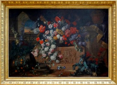 "Fleurs et bas-relief antique", Jean-Baptiste Monnoyer. Pa…