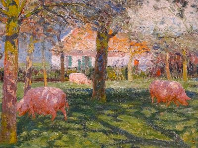 “Le verger au printemps” (détail), Emile Claus, 1902. Pala…