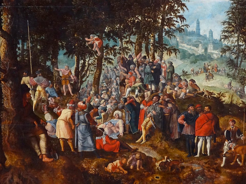 “La Prédication de saint Jean-Baptiste” (détail), Maître d…