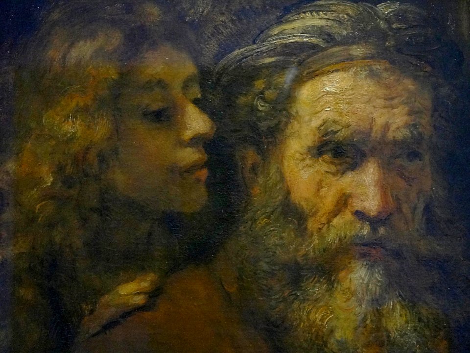 "Saint Matthieu et l'ange" (détail), Rembrandt, 1661. Gale…
