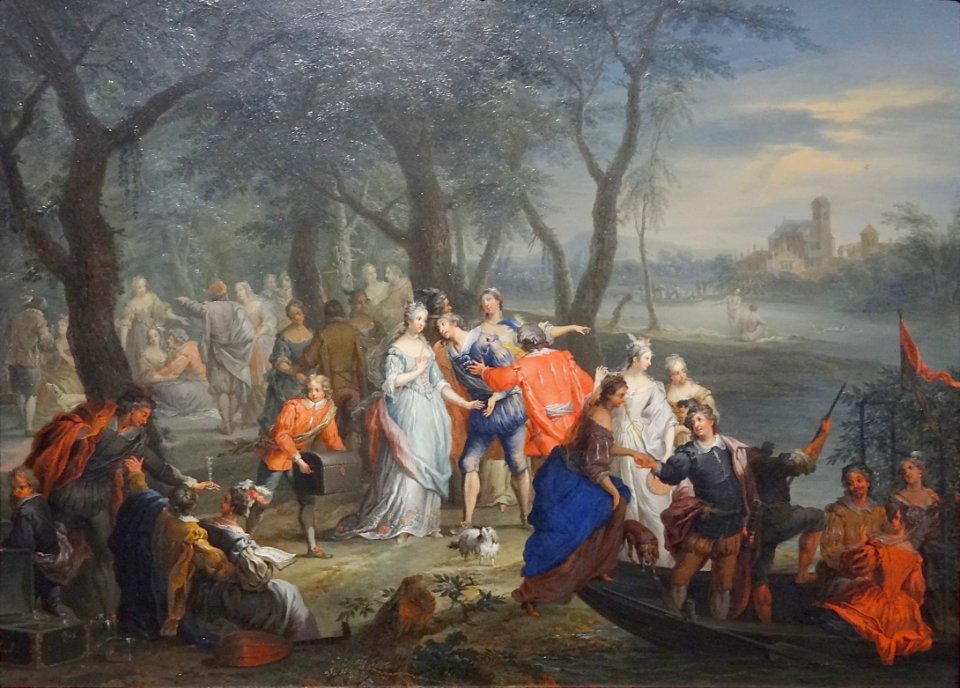 "Assemblée galante sous les arbres, au bord de l'eau", Fra…