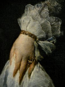 Détail d'un portrait de cour espagnol: la marquise de los …