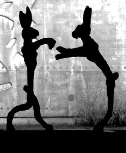 "Te boxing ones", Barry Flanagan. Lam, Villeneuve-d'Ascq.