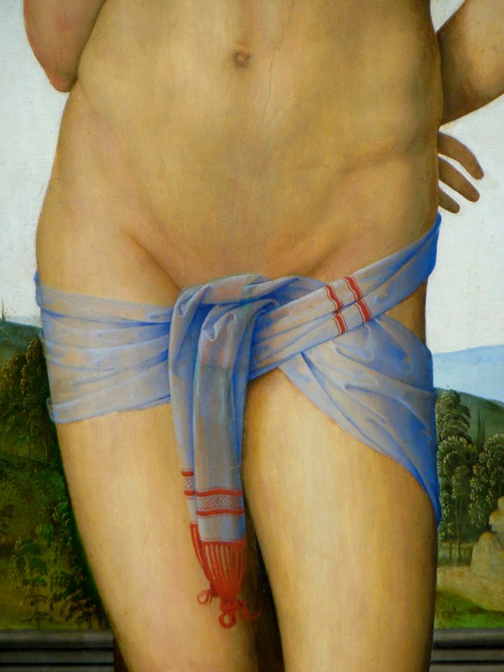 "Saint Sébastien" (détail), Le Pérugin, 1495. Galerie du t…