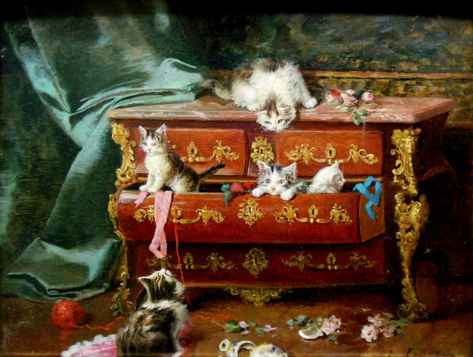 "Chats dans une commode", Jules Le Roy, 1900.