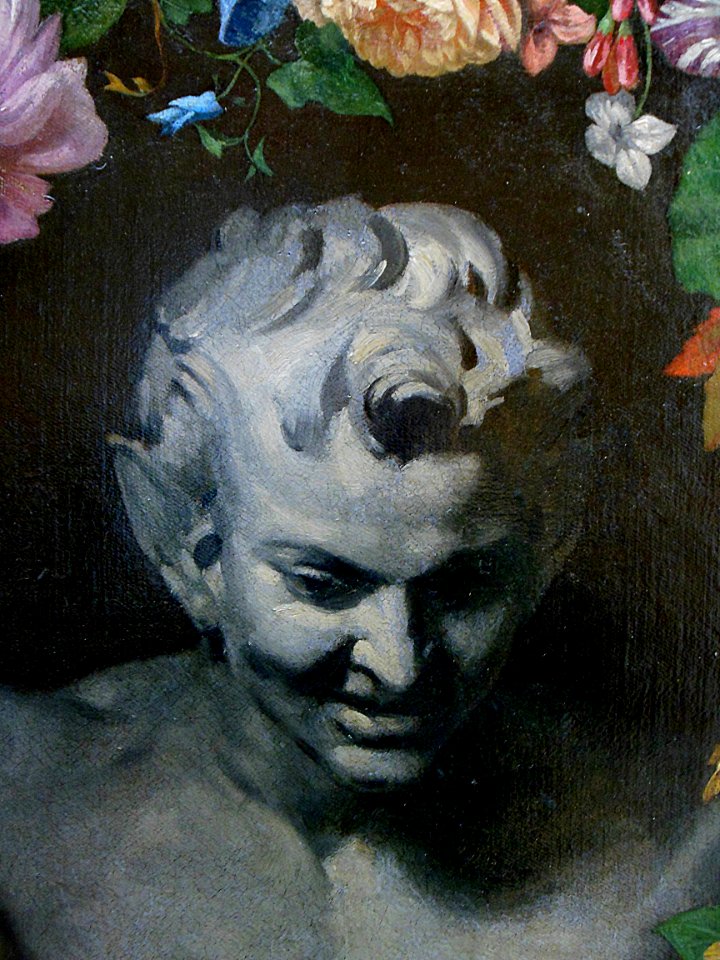 "Guirlande de fleurs - Le faune" (détail), Edouard Reynart…