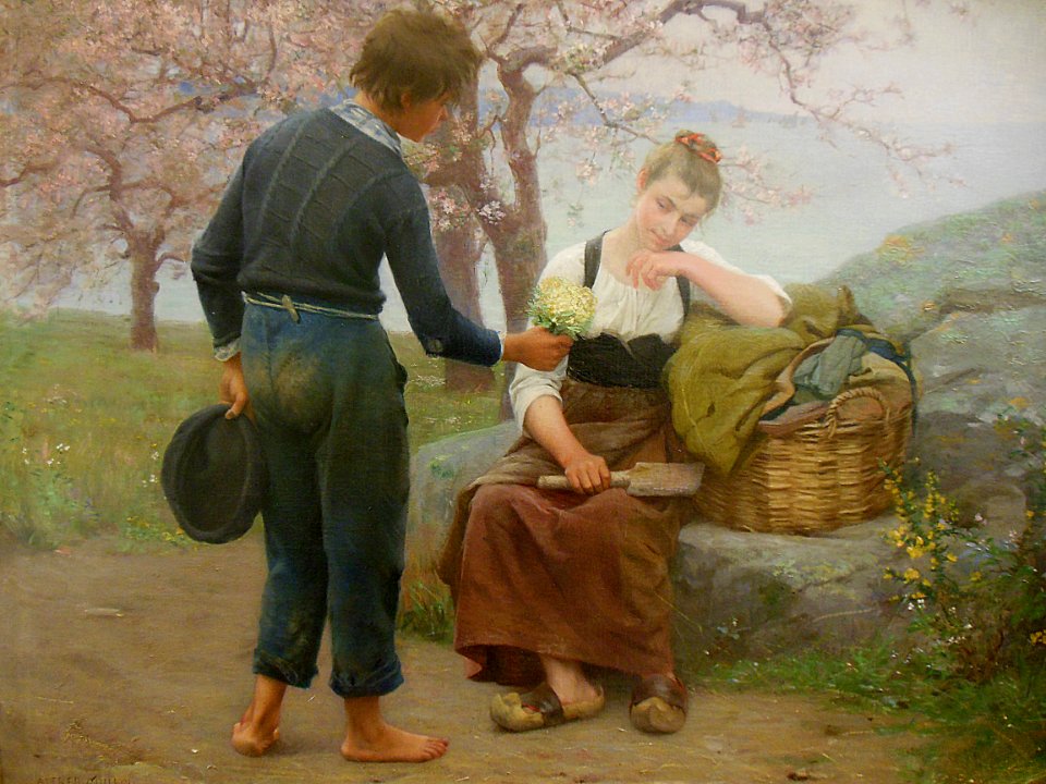 "Bouquet de primevères" (détail), Alfred Guillou, 1893.