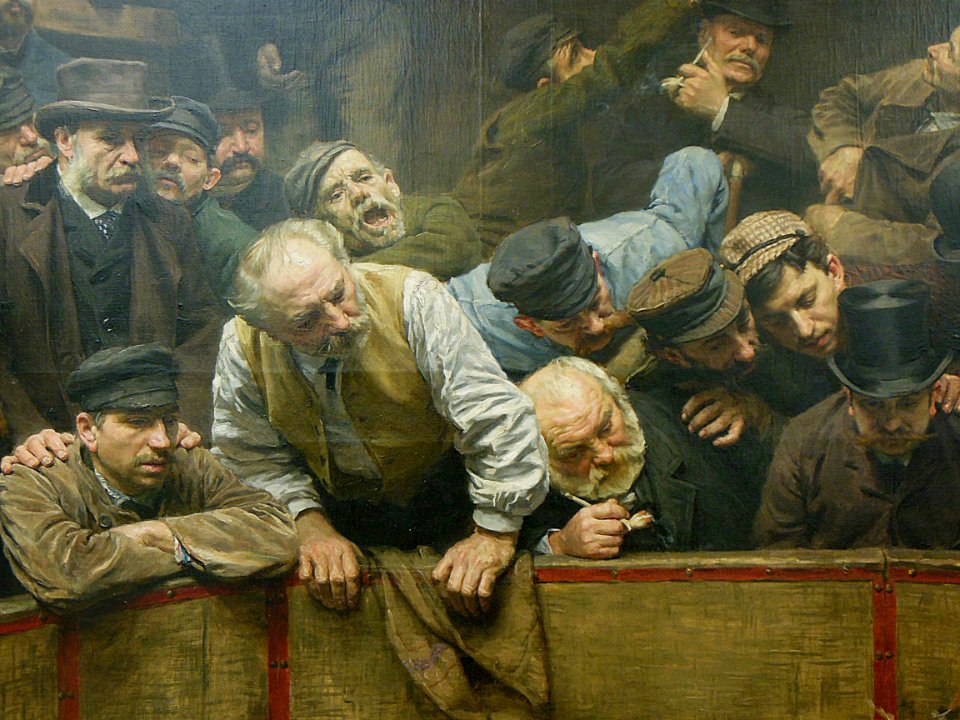 "Le combat de coqs" (détail), Rémy Cogghe, 1889.