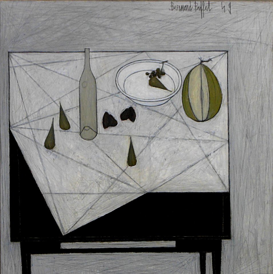 "Nature morte au melon", Bernard Buffet, 1949.