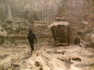 "Temps de neige" (détail), Emile Breton, 1888.