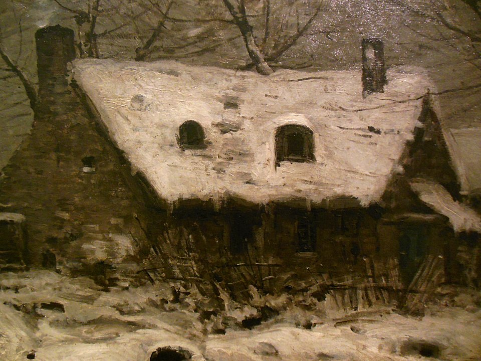 "Temps de neige" (détail), Emile Breton, 1888.