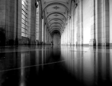 L'une des galeries du cloître, vue au ras du sol.