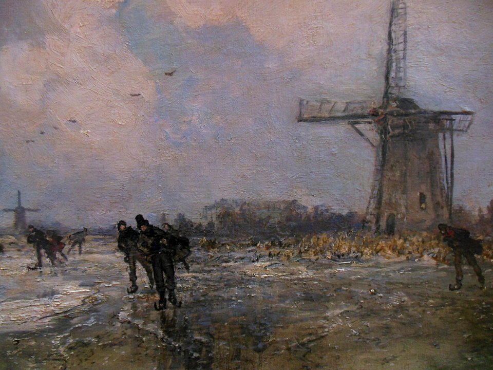 "Les patineurs" (détail), Johan-Barthold Jongkind, 1865.