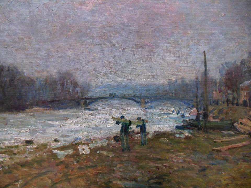 "Après la débâcle, la Seine au pont de Suresnes" (détail),…
