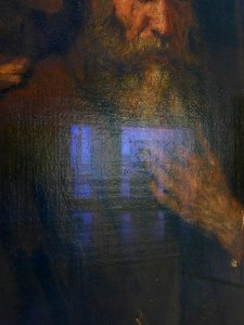 Rembrandt + vernis + vitre + éclairage = ça...