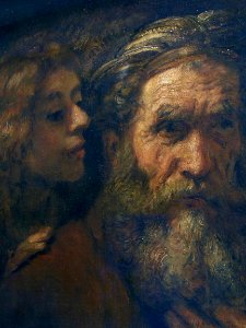 Détail du "Saint Matthieu et l'Ange", de Rembrandt (1661).…