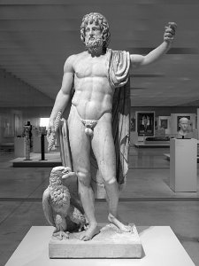 Jupiter, roi des dieux romains, portant le foudre et accom…