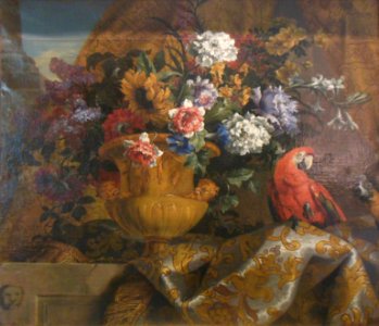 Vase d'or avec des fleurs et des perroquets, Jean-Baptiste…