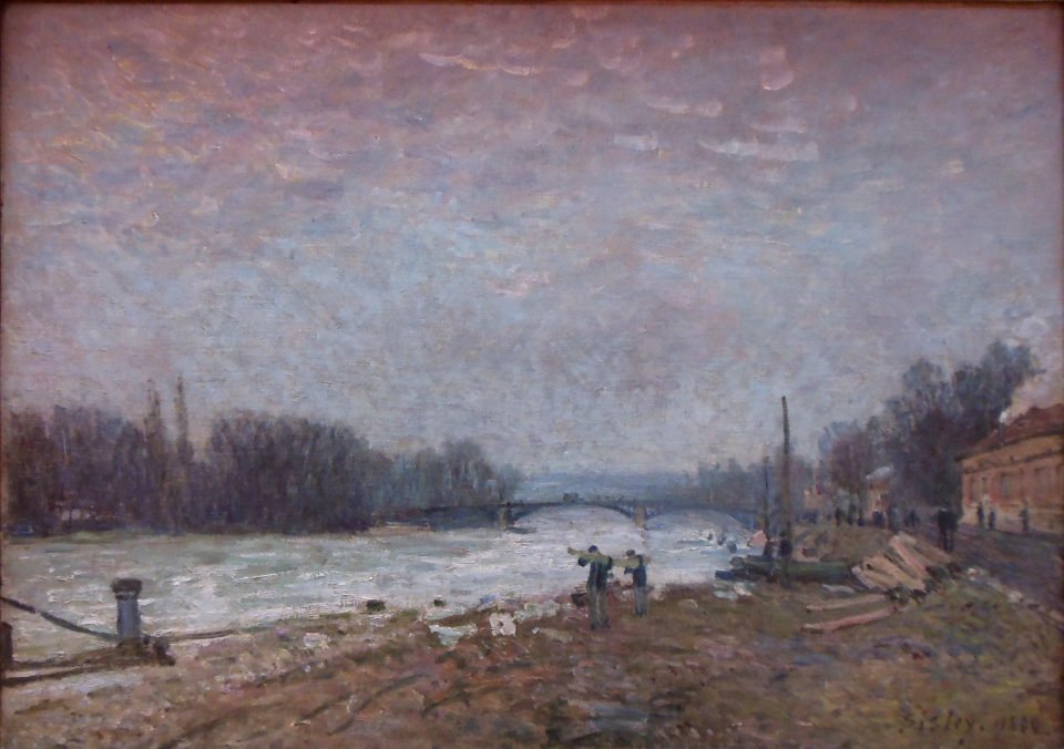 Après la débâcle, la Seine au pont de Suresnes. Alfred Sis…