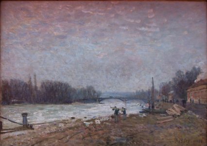 Après la débâcle, la Seine au pont de Suresnes. Alfred Sis…