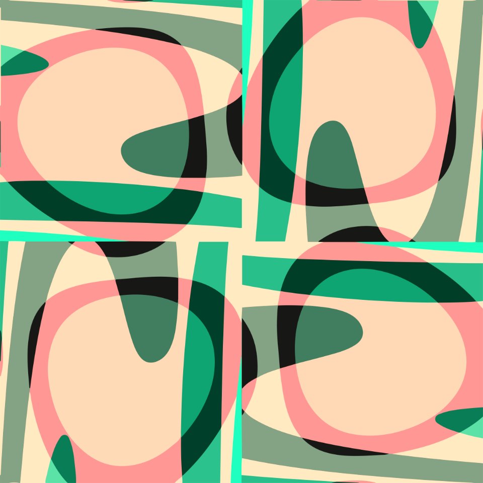 Nouveau Retro Graphics Green and Peach