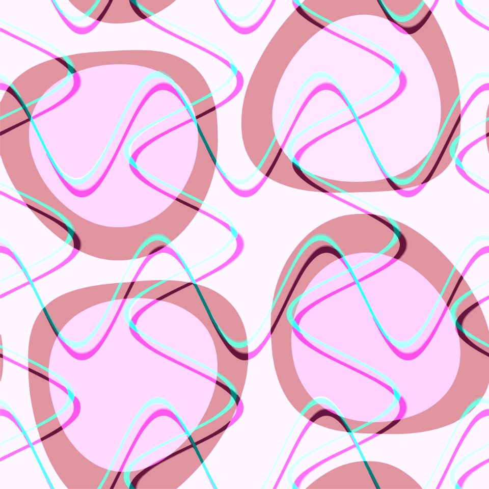 Nouveau Retro Graphics Pink Brown and Teal