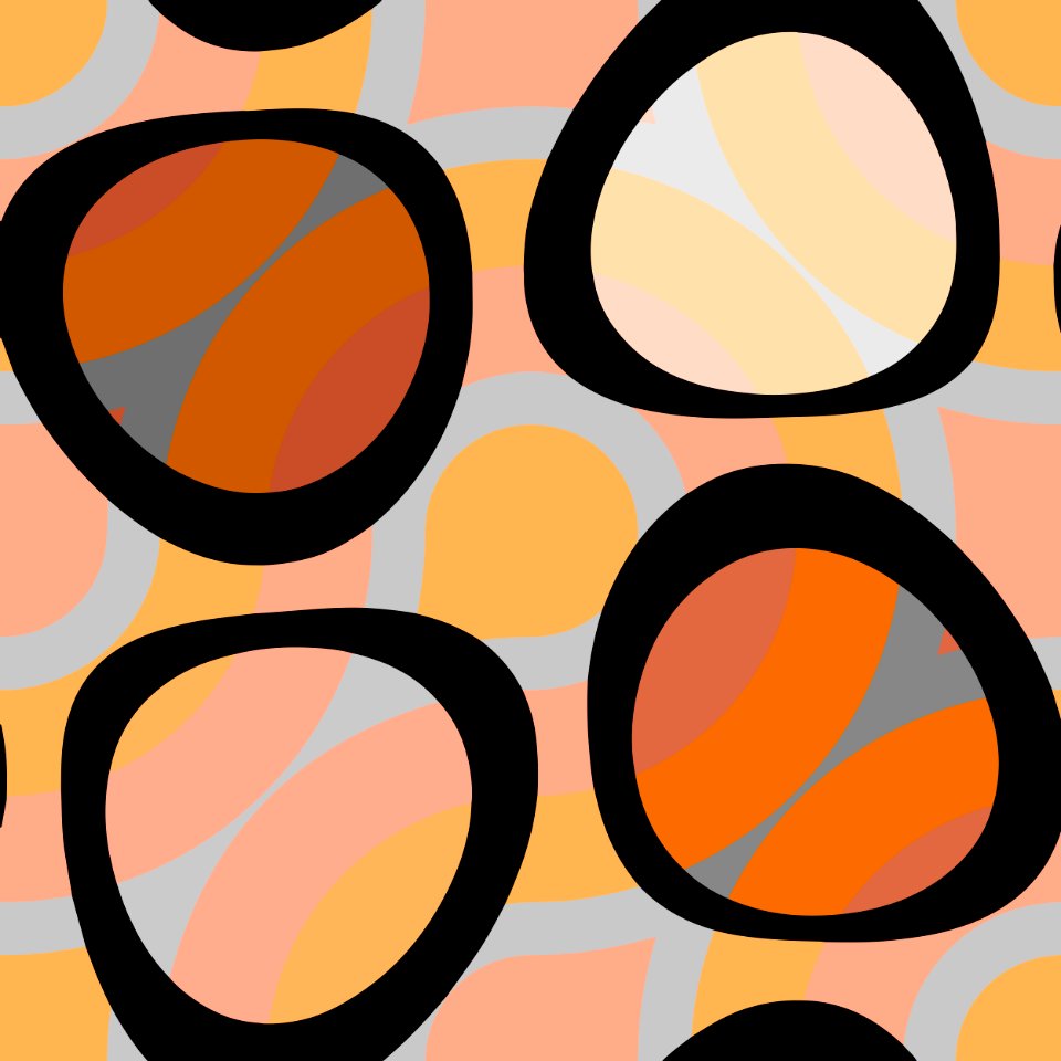 Nouveau Retro Graphics Orange Brown and Peach