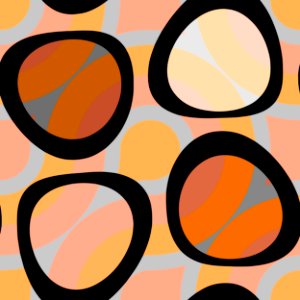 Nouveau Retro Graphics Orange Brown and Peach