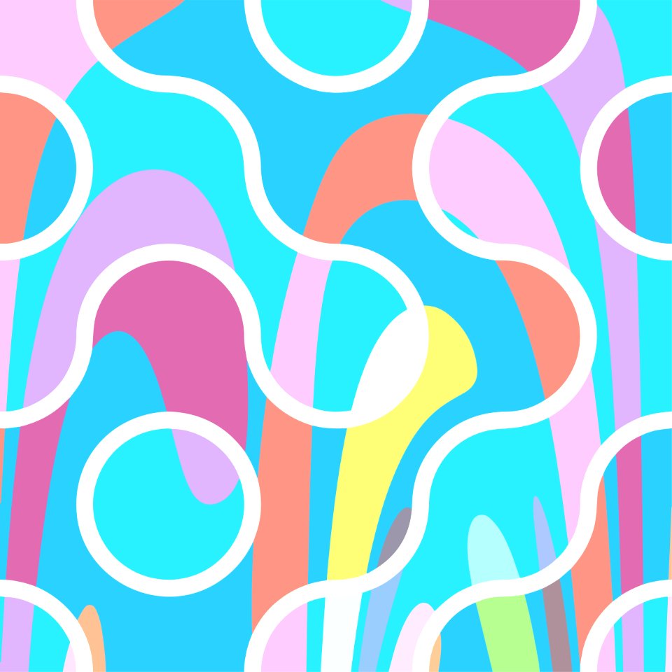 Nouveau Retro Graphics Blue Pink Orange and White