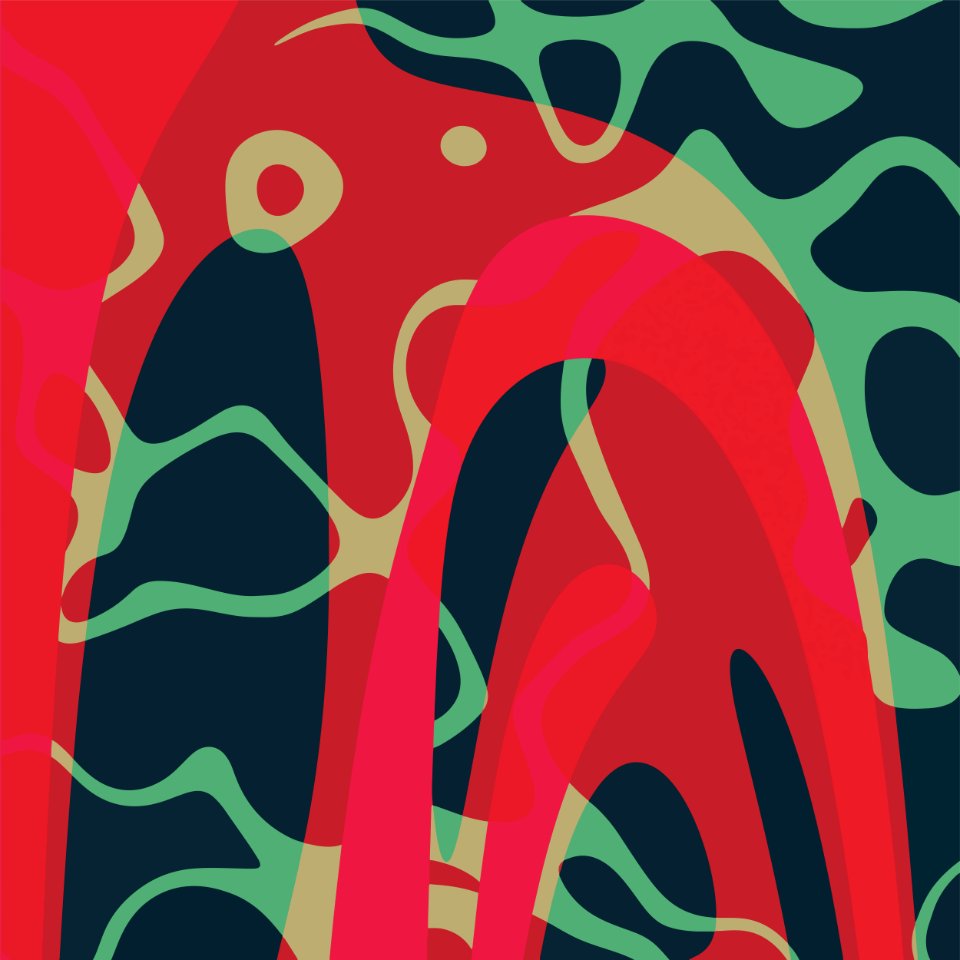 Nouveau Retro Graphics Red Green and Black