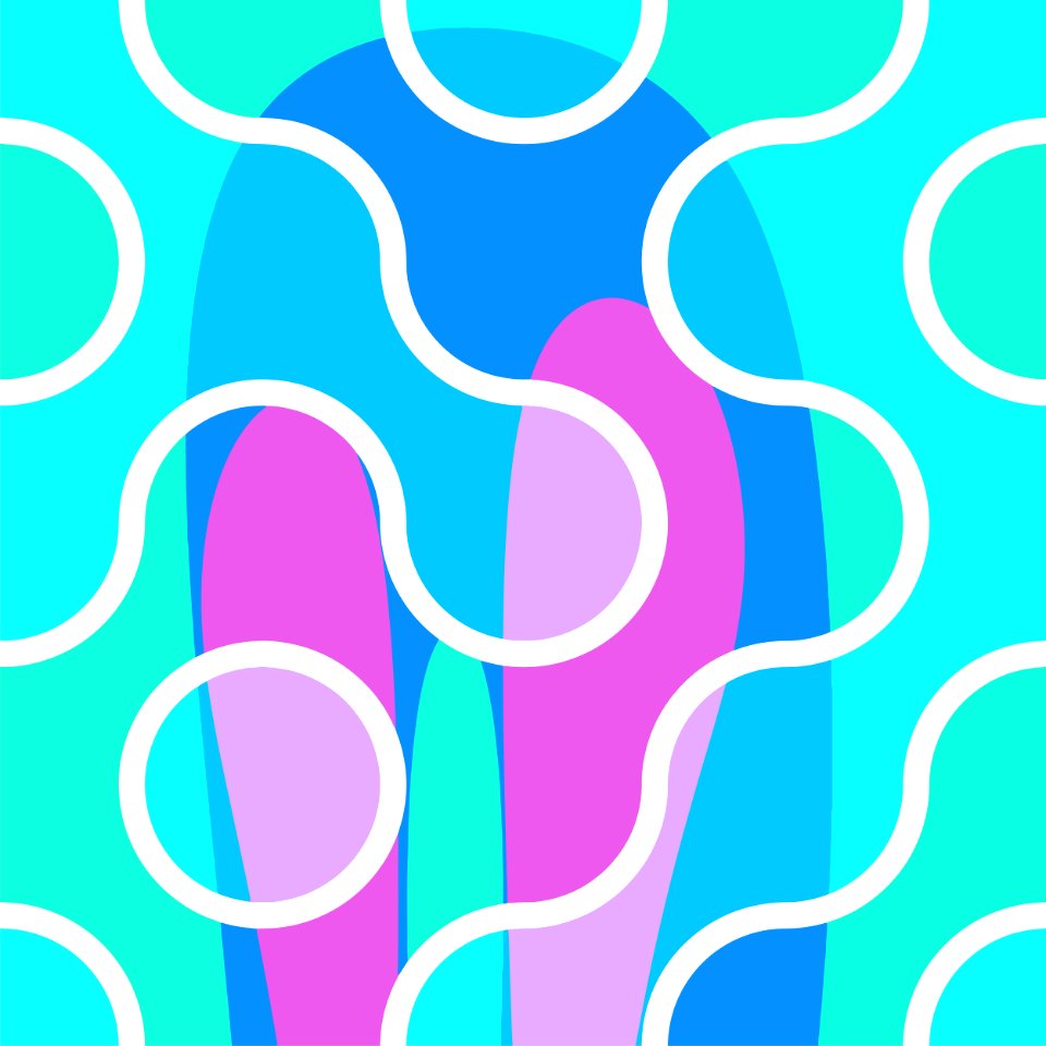 Nouveau Retro Graphics in Pink Blue and Violet