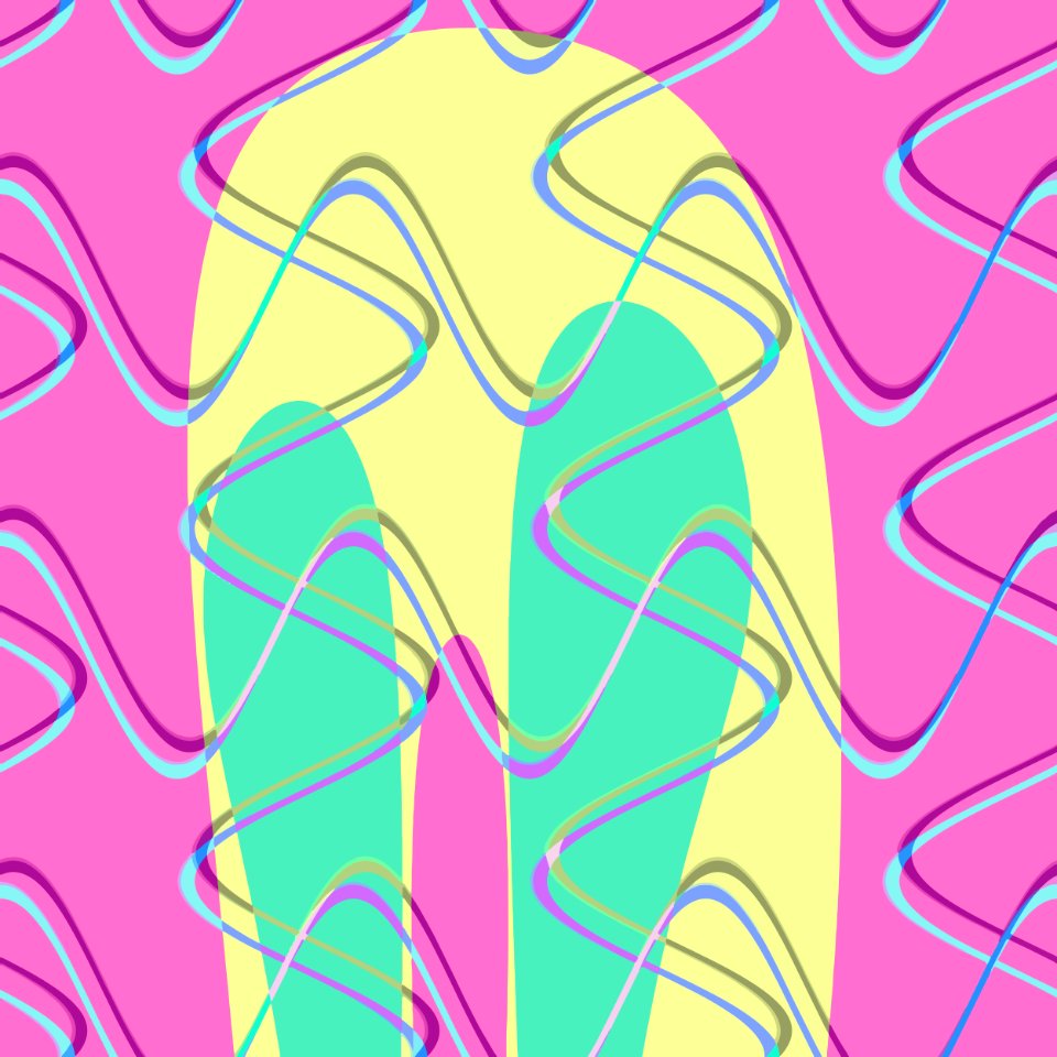 Nouveau Retro Graphics Pink Yellow and Teal