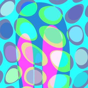 Nouveau Retro Graphics Teal Pink and Blue