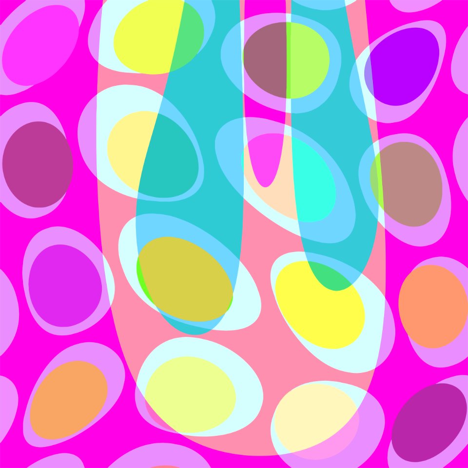 Nouveau Retro Graphics in Pink Blue and Yellow