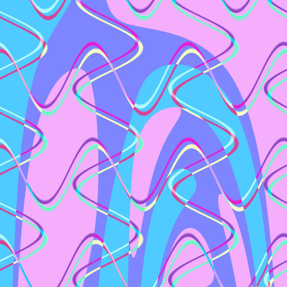 Nouveau Retro Graphics Pink Teal and Purple