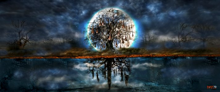 the HAUNTED TREE. Free illustration for personal and commercial use.
