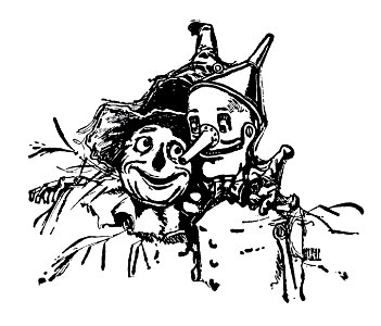 Dorothy and the Wizard of Oz - Tin Man - Scarecrow. Free illustration for personal and commercial use.