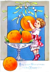 Little girl oranges. Free illustration for personal and commercial use.