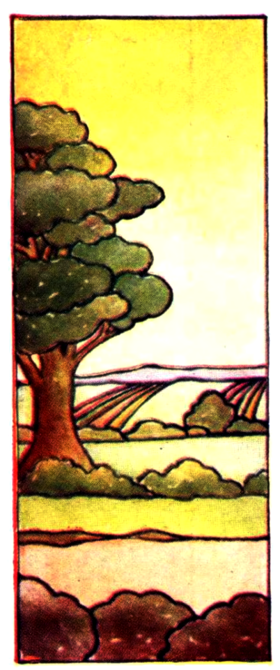 Stained glass tree field. Free illustration for personal and commercial use.