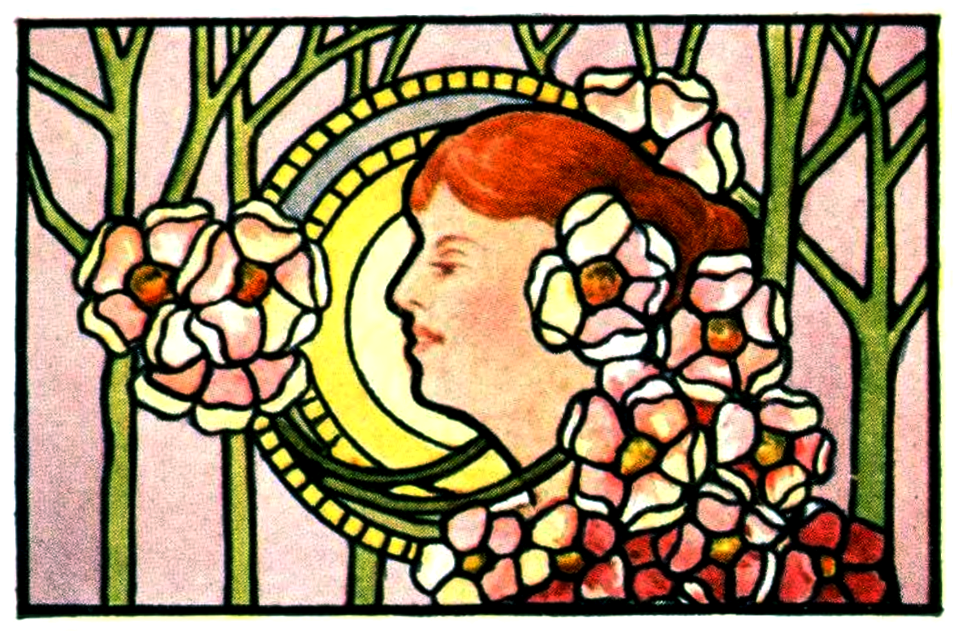 Stained glass woman flowers. Free illustration for personal and commercial use.