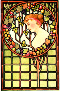 Stained glass woman flowers