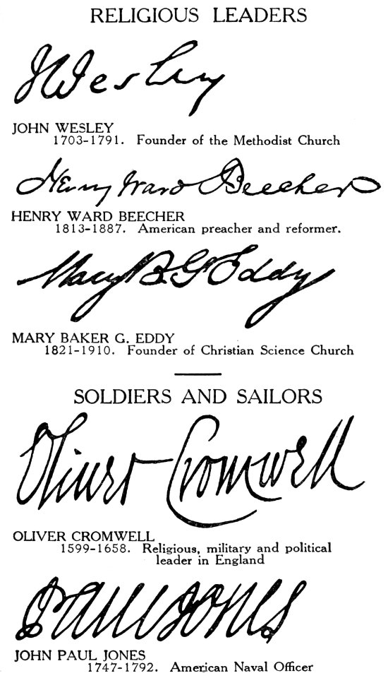 Famous Signatures Religious Leaders Soldiers Sailors