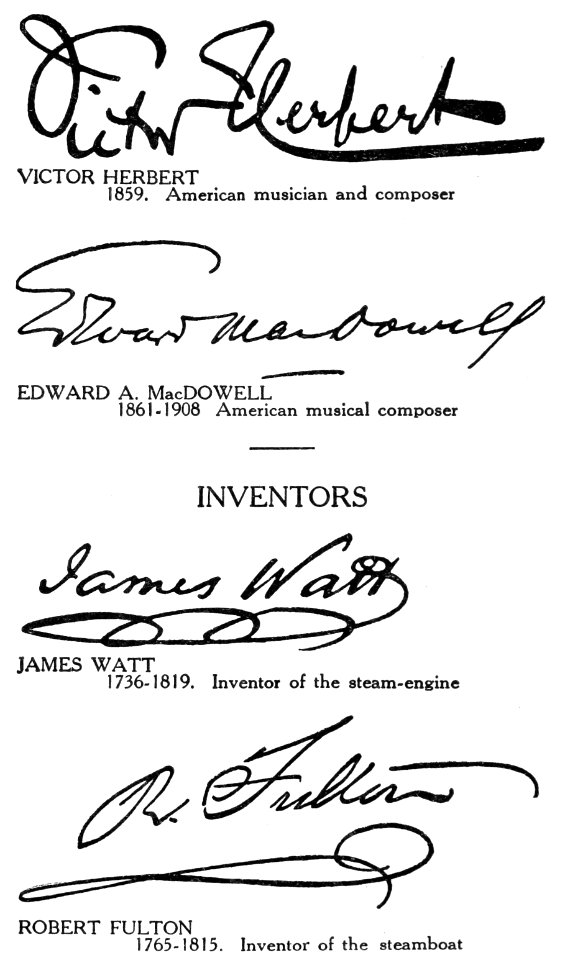 Famous Signatures Musicians Inventors. Free illustration for personal and commercial use.