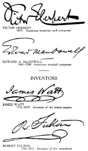 Famous Signatures Musicians Inventors. Free illustration for personal and commercial use.