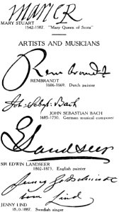 Famous Signatures Royalty Artists Musicians. Free illustration for personal and commercial use.