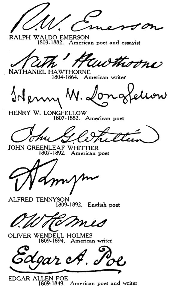 Famous Signatures Writers. Free illustration for personal and commercial use.