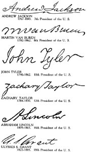 Famous Signatures Presidents. Free illustration for personal and commercial use.