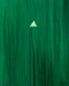 A green and white triangle - oil painting on Dutch canvas …